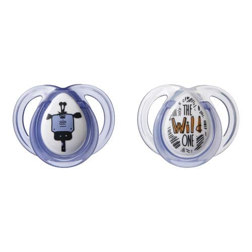 Tommee Tippee Anytime Soothers 2 Pack 0-6m BPA Free (Blue/Wild one)