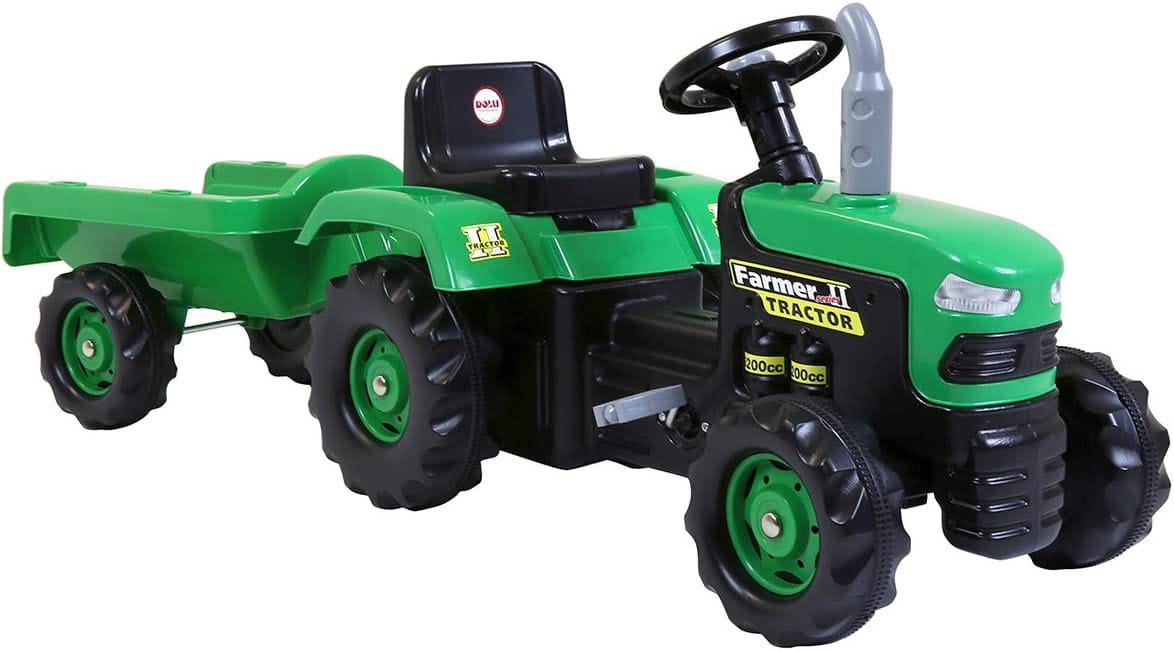 Dolu Green Tractor with Trailer and Excavator (Pedal Operated)