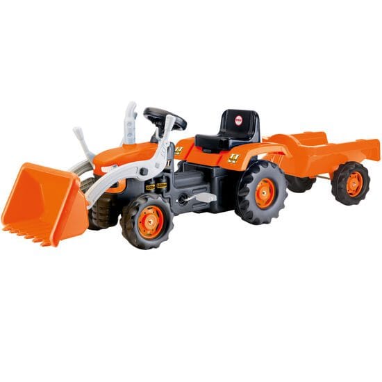 Dolu Orange Tractor with Trailer and Excavator (Pedal Operated)