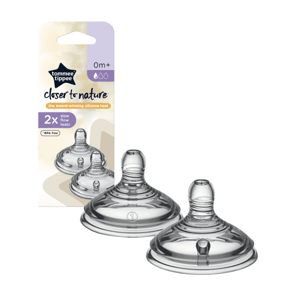 Tommee Tippee Closer to Nature Slow, Medium, Fast Flow Teats, 2 Pack 0m+