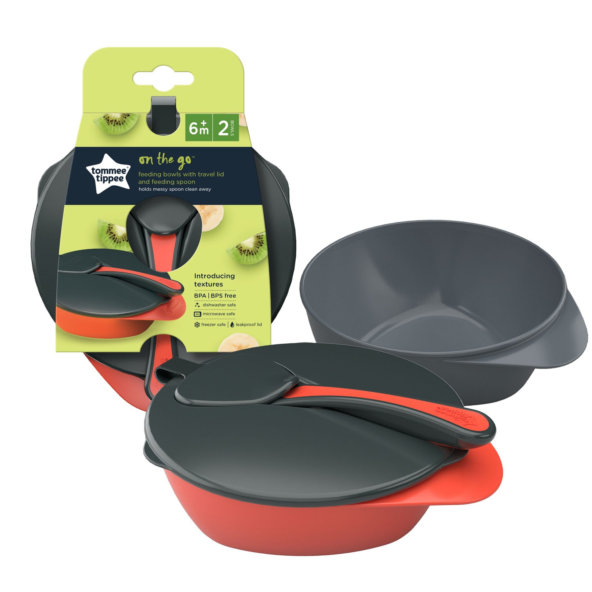 Tommee Tippee Easy Scoop Feeding Bowls with Travel Lid and Spoon